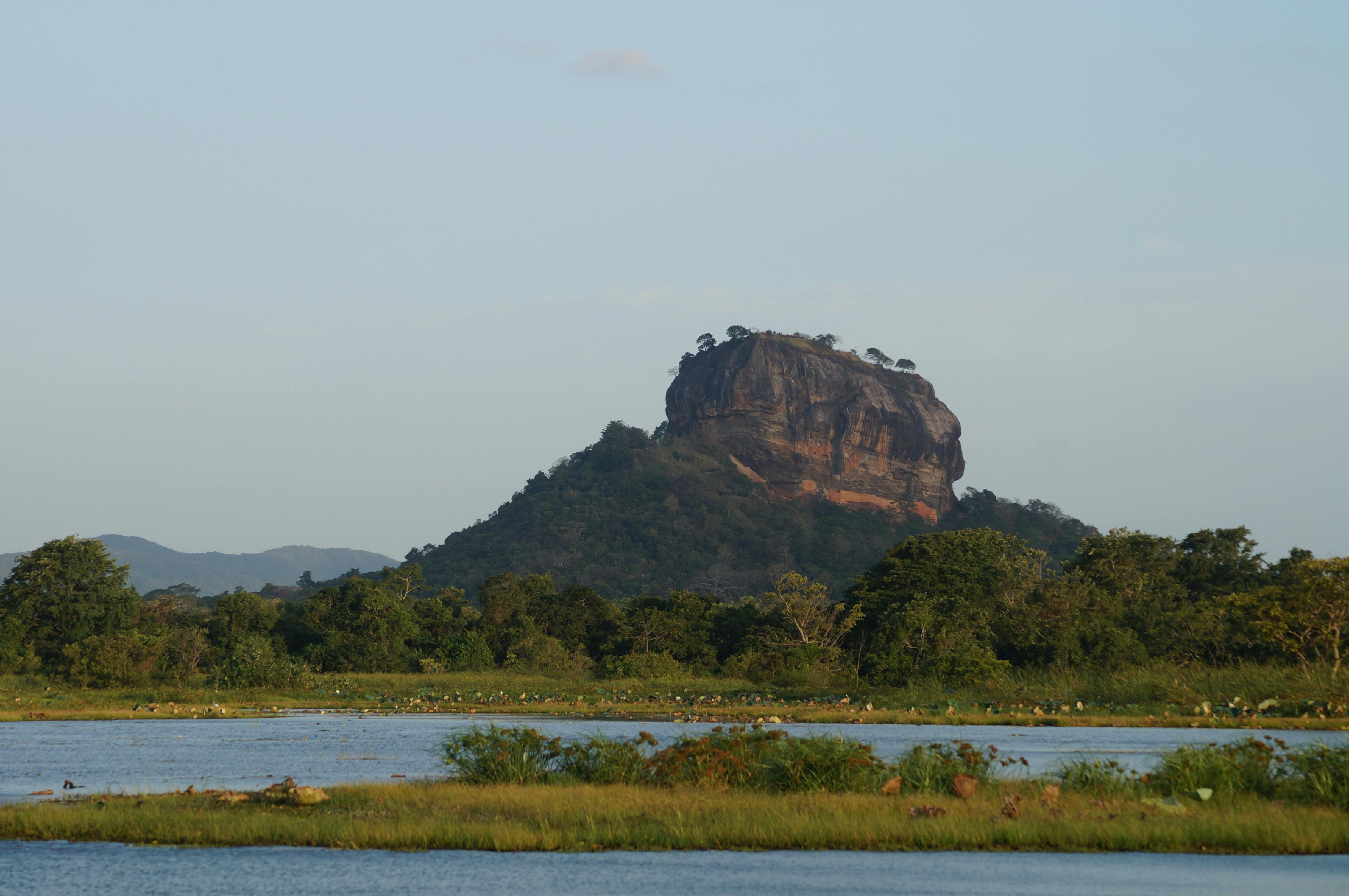 Sigiriya rock fortress rising from the surrounding landscape, Sri Lanka